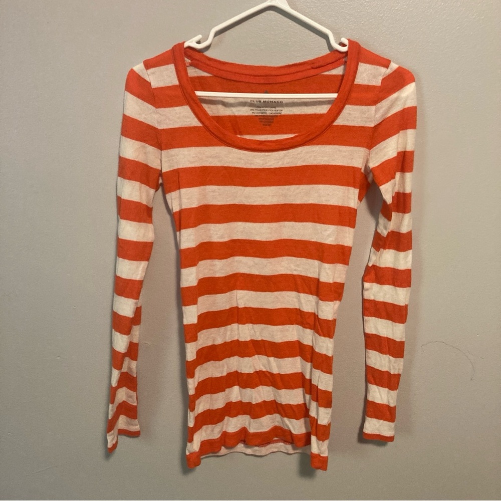 Club Monaco striped wool blend shirt size small quiet luxury